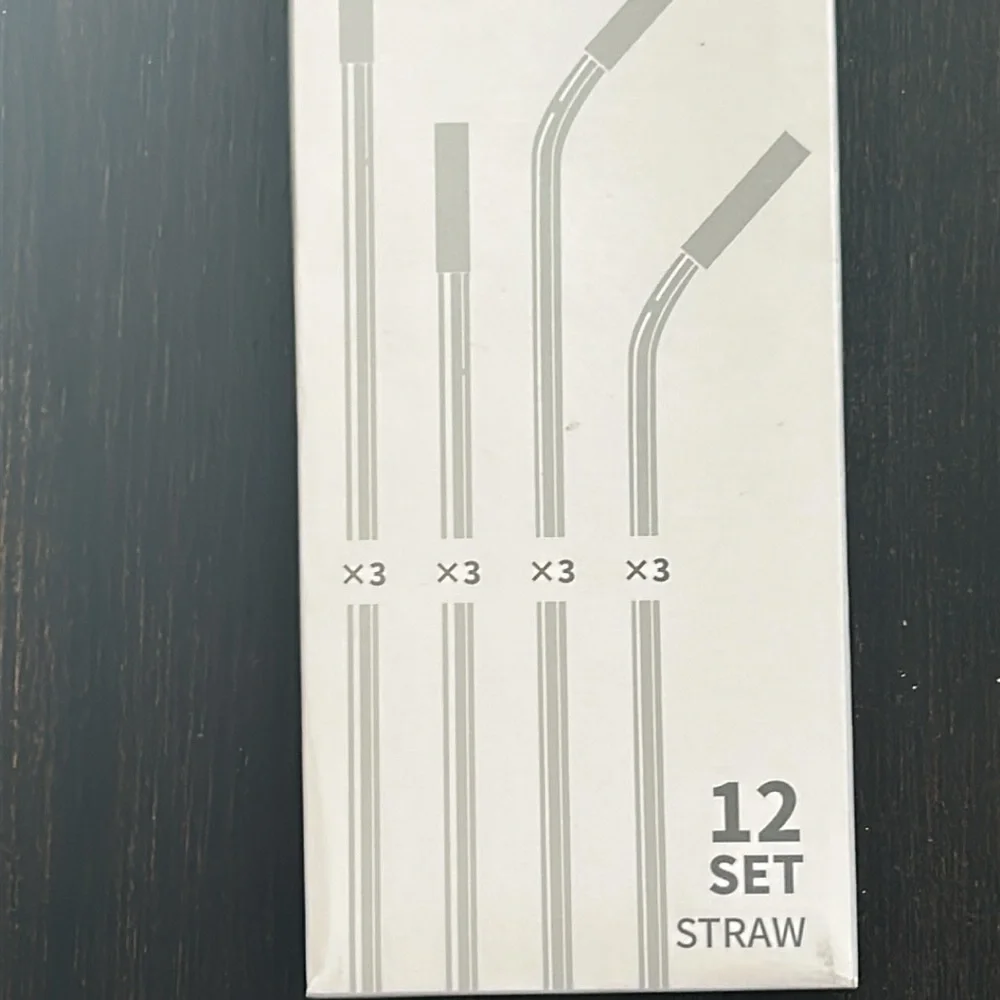 12 pack Black Metal Straws with Silicone Tips, Cleaning Brush and storage bag.… - Picture 2 of 9